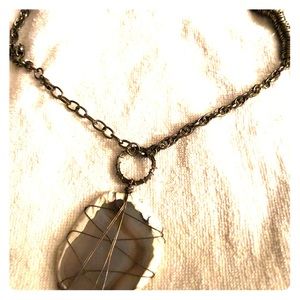 Brass chain & stone necklace